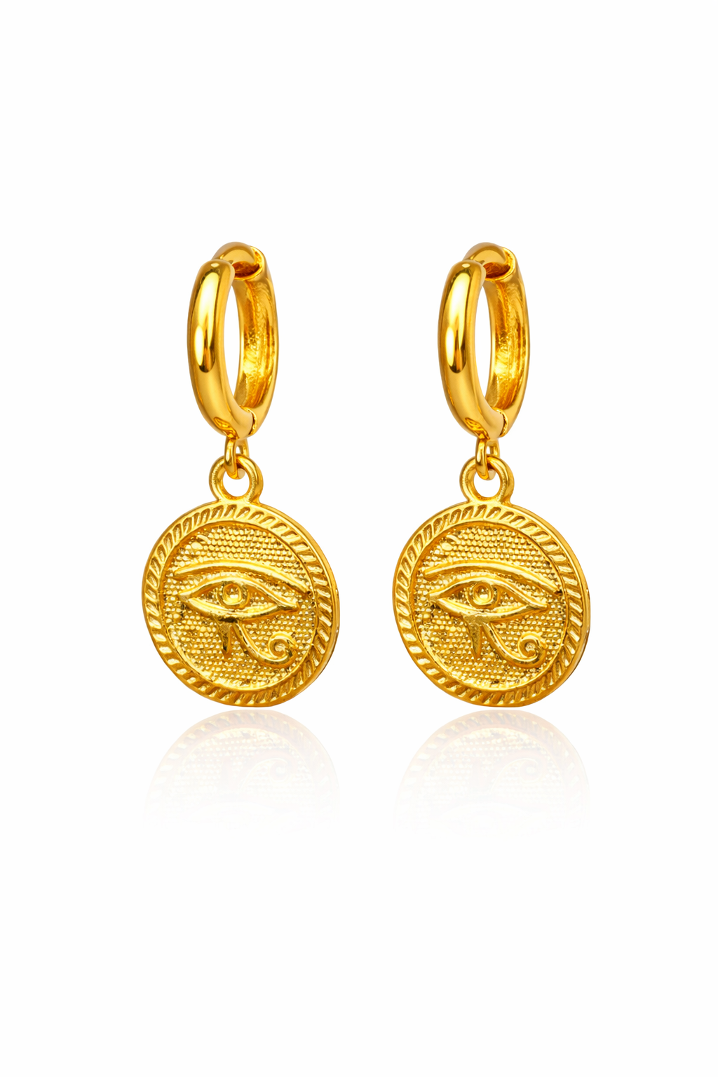 PILAR - ARETES HORUS OJO EGIPCIO CHAPA DE ORO