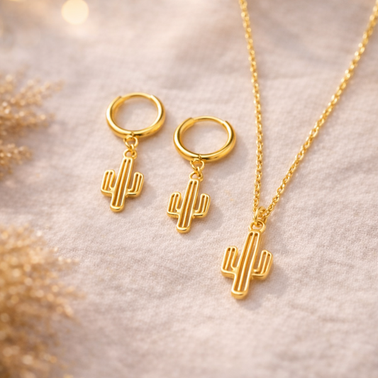 SALMA - SET COLLAR Y ARETES CACTUS