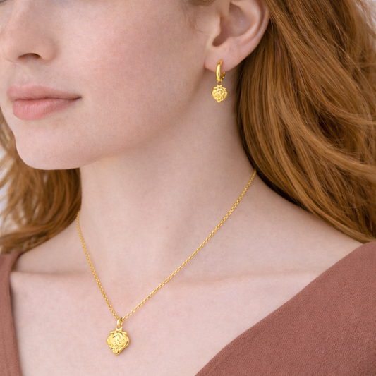 VALERY - SET ARETES Y COLLAR FRESA