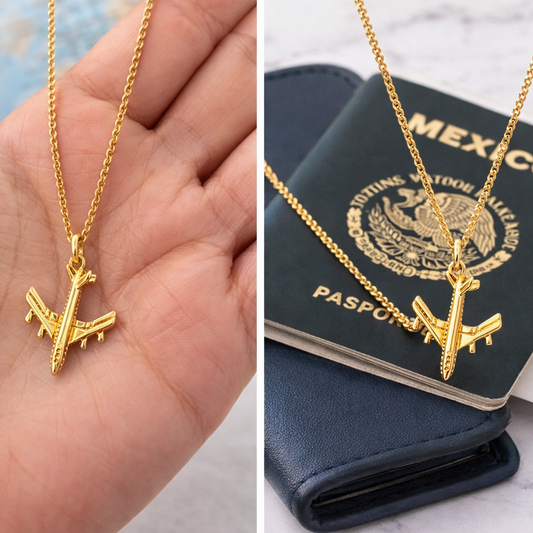 HILLARY - Collar Avión Chapa de Oro