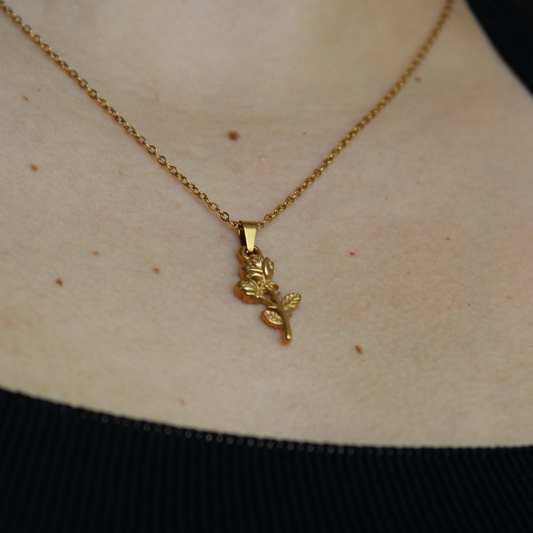 ROSARIO - COLLAR ROSA ACERO INOXIDABLE