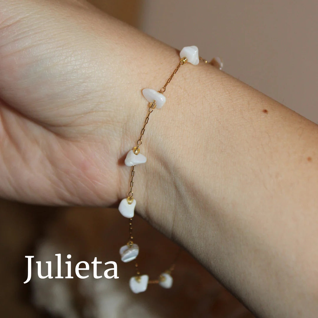 JULIETA - Pulsera Cuarzo Blanco Acero Inoxidable