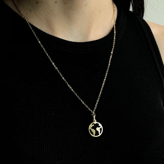 CRISTINA - Collar Planeta Tierra Chapa de Oro 18k