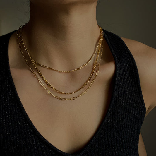 HAILEY - COLLAR TRIPLE ESLABONES ACERO INOXIDABLE