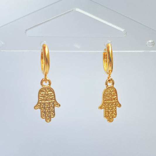 NORMA - ARETES MANO DE FATIMA CHAPA DE ORO