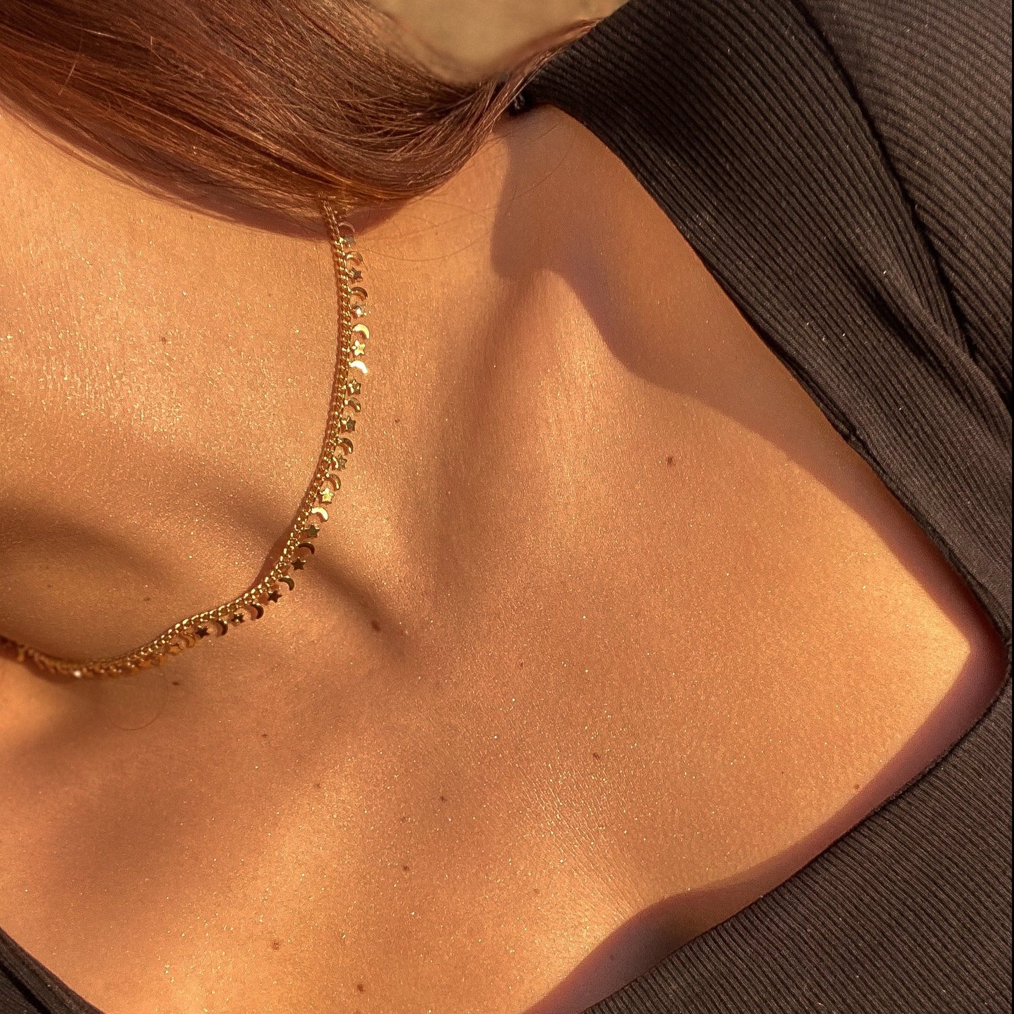 EVELYN - Stars And Moon Choker Gold Plated 18k