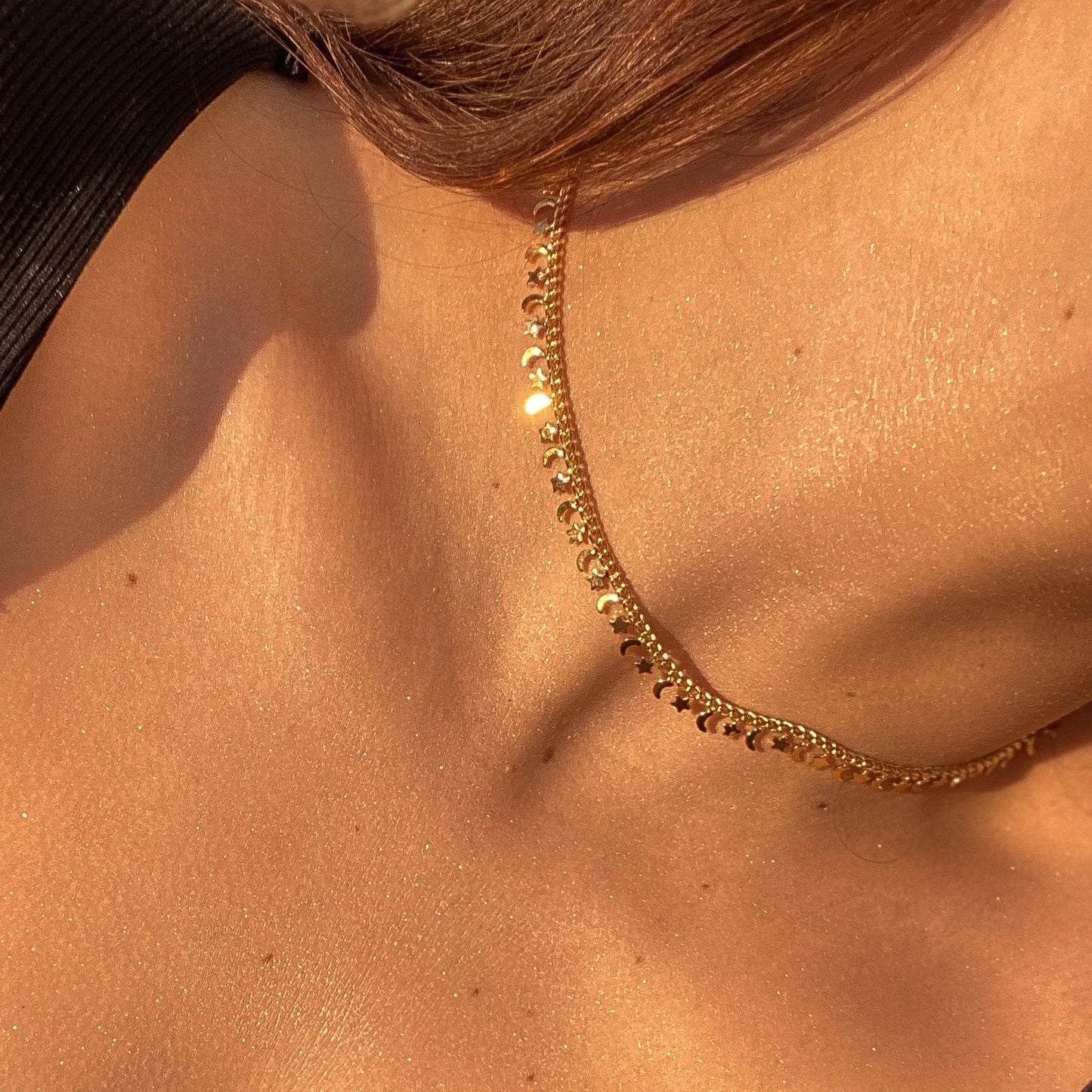 EVELYN - Stars And Moon Choker Gold Plated 18k