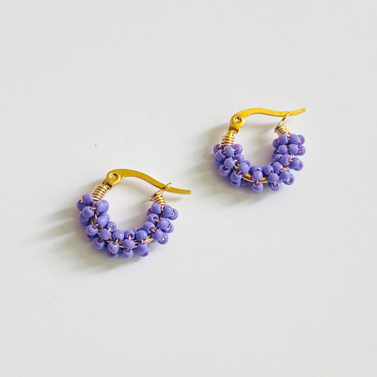 AMANDA - 15 MM ARRACADAS MORADAS CHICAS CUENTAS ACERO INOXIDABLE