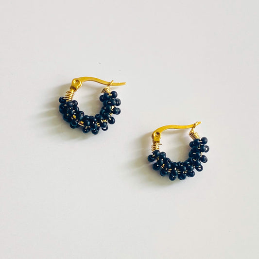 AMANDA - 15 MM ARRACADAS NEGRAS CHICAS CUENTAS ACERO INOXIDABLE