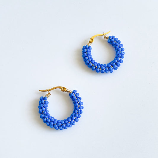 AMANDA - 25 MM ARRACADAS AZUL MEDIANAS CUENTAS ACERO INOXIDABLE