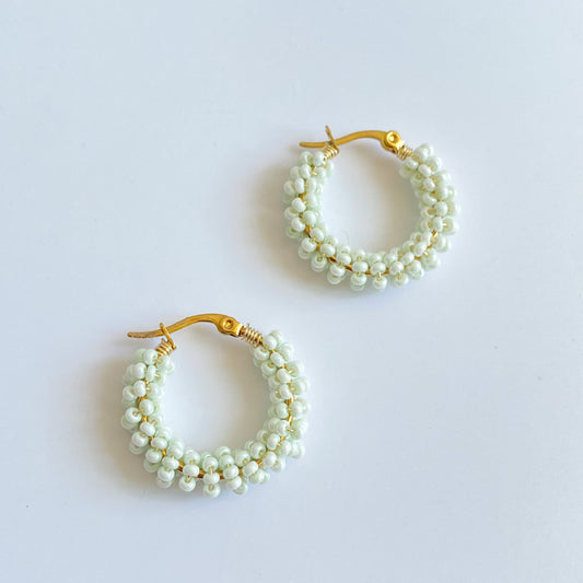 AMANDA - 25 MM ARRACADAS VERDE MENTA MEDIANAS CUENTAS ACERO INOXIDABLE