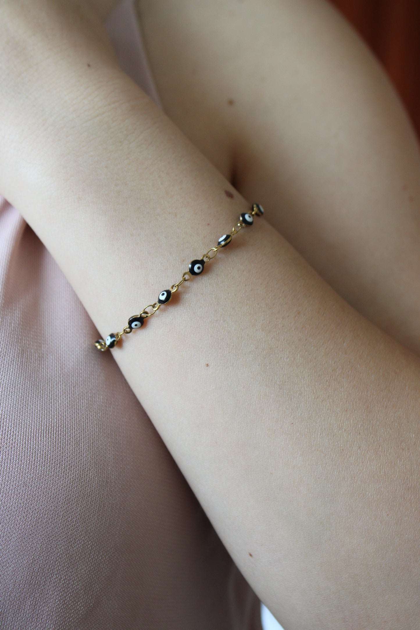 SARA -  PULSERA OJO TURCO AZUL ACERO INOXIDABLE