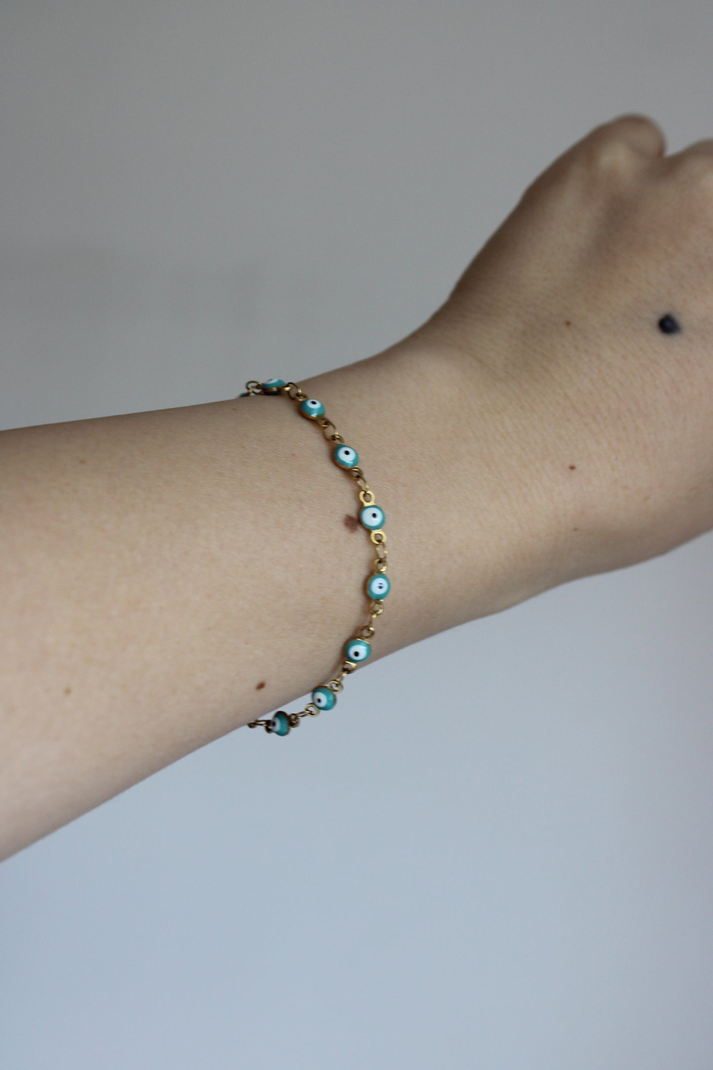 SARA -  PULSERA OJO TURCO AZUL ACERO INOXIDABLE