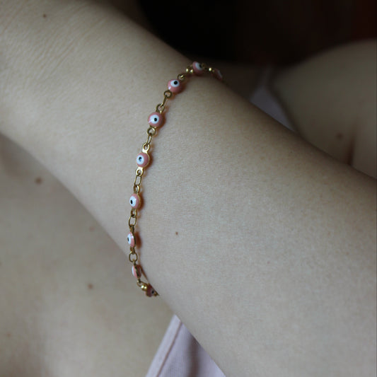 SARA -  PULSERA OJO TURCO AZUL ACERO INOXIDABLE