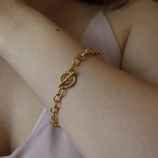 SUHAILY - PULSERA GRUESA CON BROCHE PLATEADO ACERO INOXIDABLE