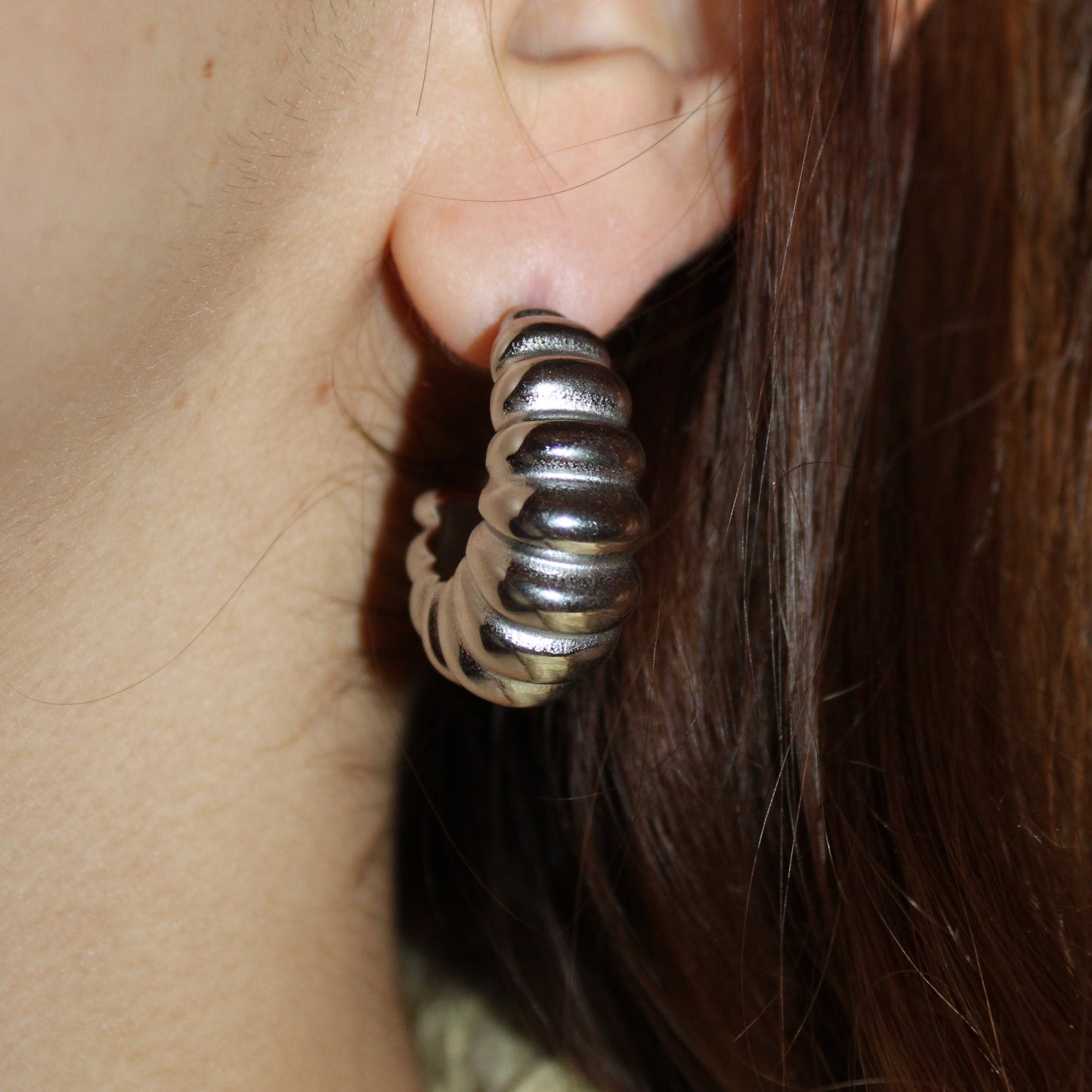 - Aretes Arracada Ondas Acero Inoxidable
