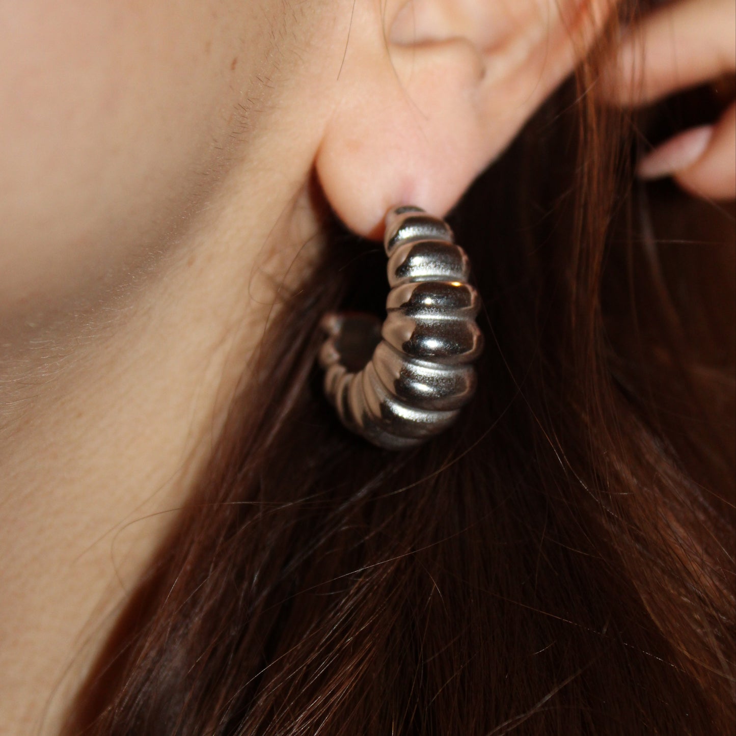 - Aretes Arracada Ondas Acero Inoxidable