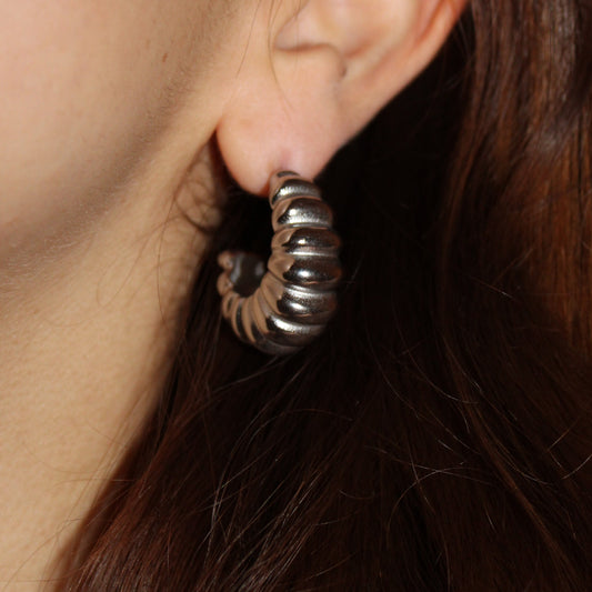 - Aretes Arracada Ondas Acero Inoxidable