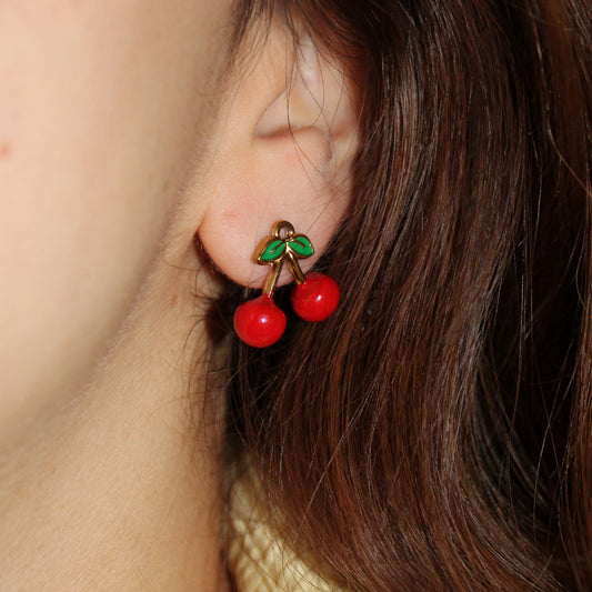 - Aretes Cerezas Acero Inoxidable