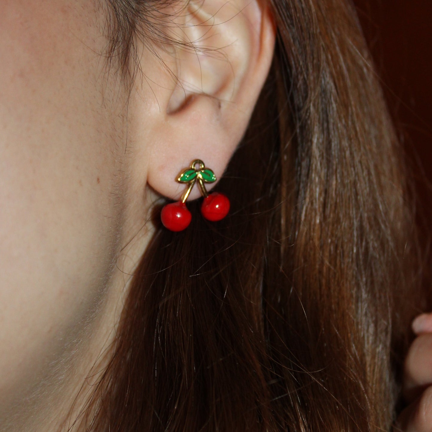 - Aretes Cerezas Acero Inoxidable