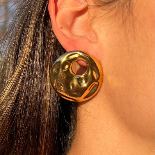 NAYIB - Aretes roca circular acero inoxidable