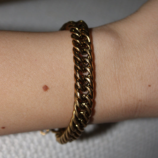 SIERRA - PULSERA GRUESA BARBADA DORADO ACERO INOXIDABLE