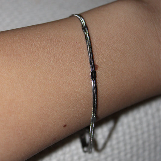 LILIANA - PULSERA PANZA DE VÍBORA PLATEADO ACERO INOXIDABLE