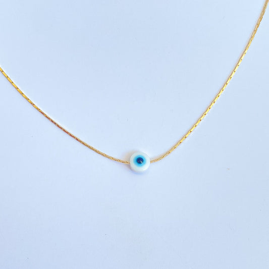 RAZI - COLLAR OJO TURCO AZUL CHAPA DE ORO