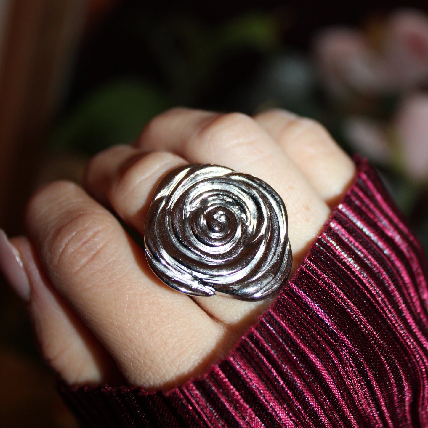 OPHELIA -Anillo Rosa Grande Ajustable
