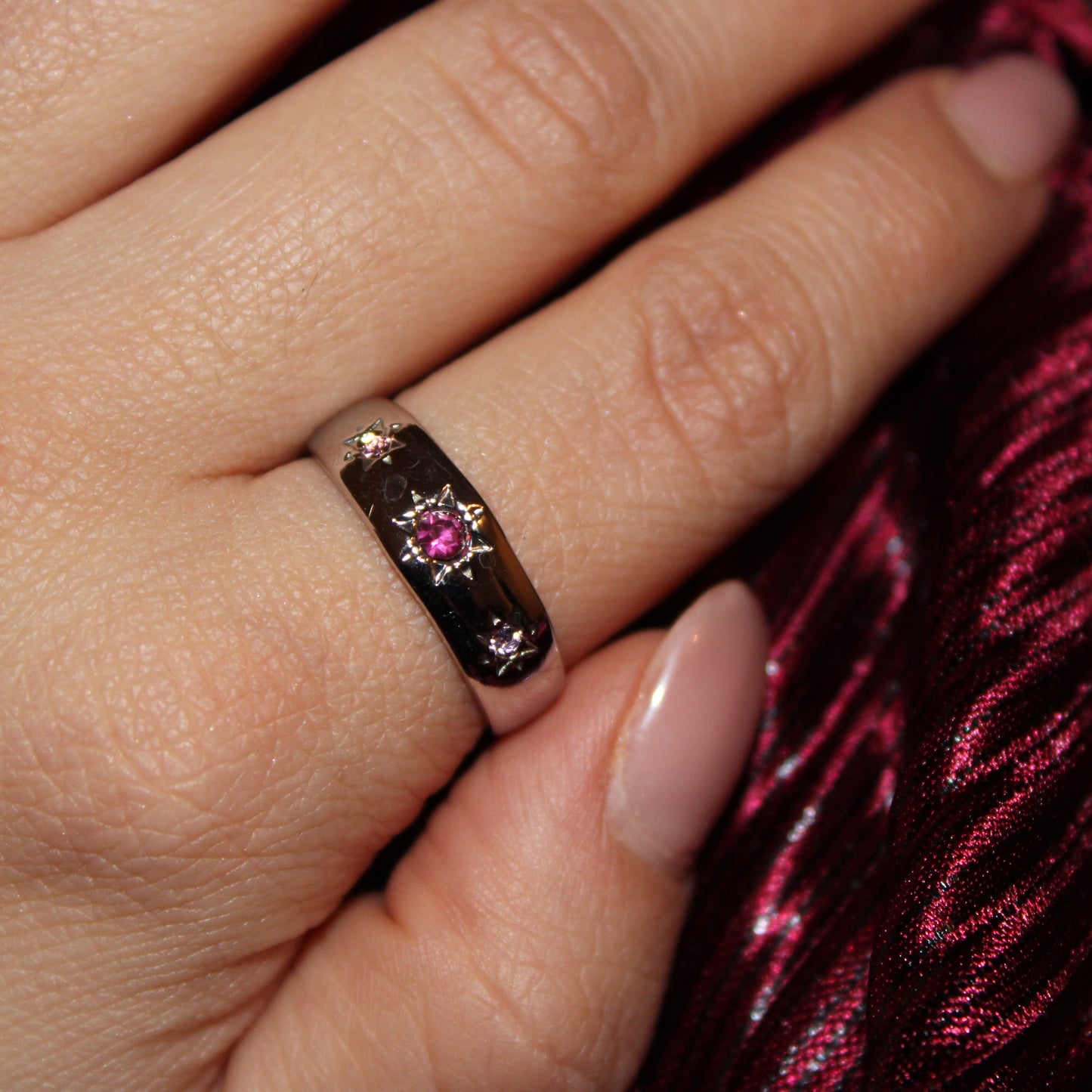 VERA - Anillo Zirconias rosas y Moradas Ajustables