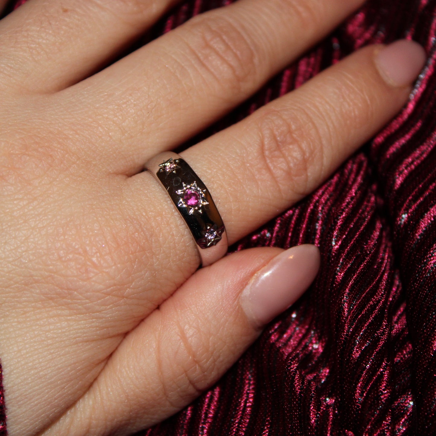 VERA - Anillo Zirconias rosas y Moradas Ajustables