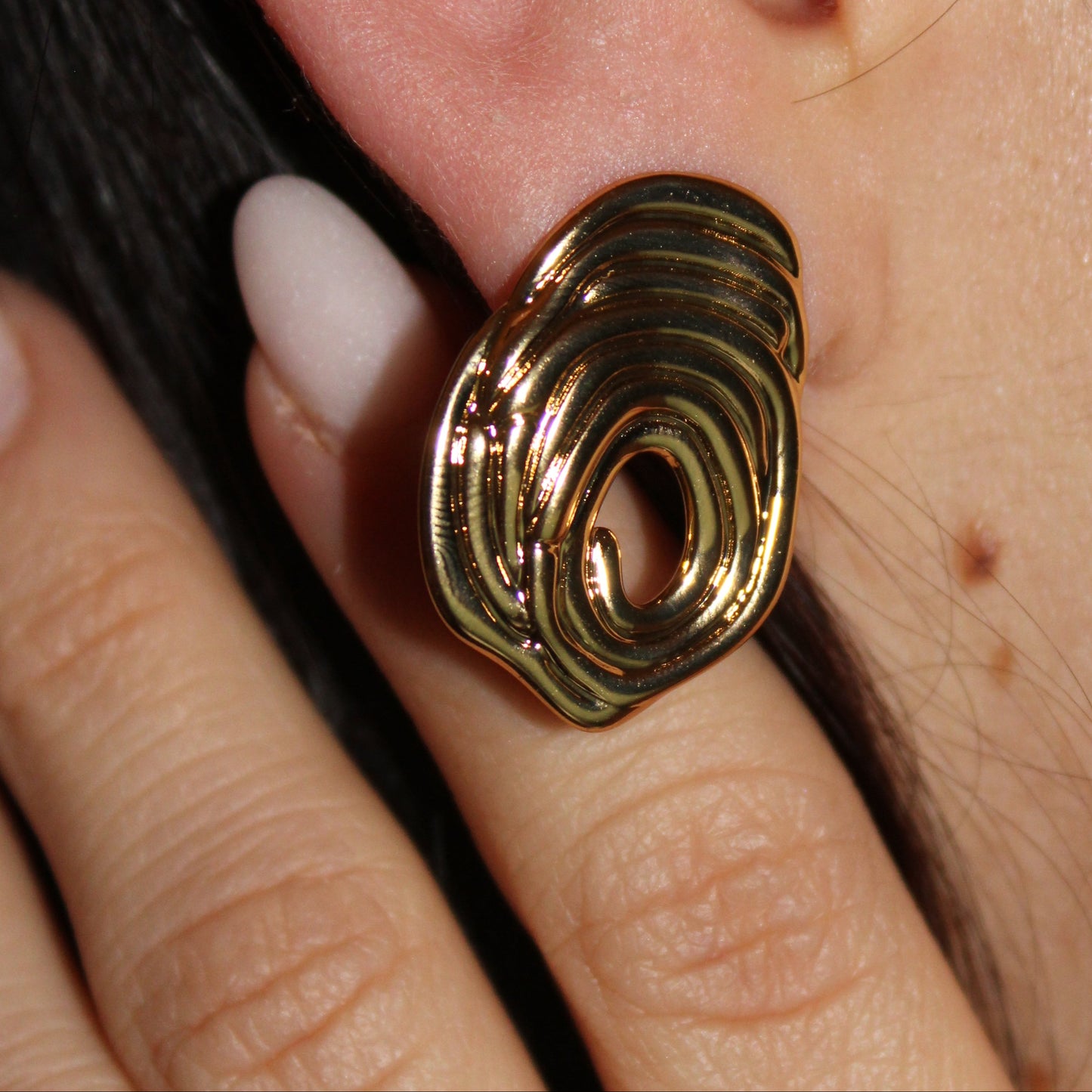 RAQUEL - Aretes Huella acero inoxidable