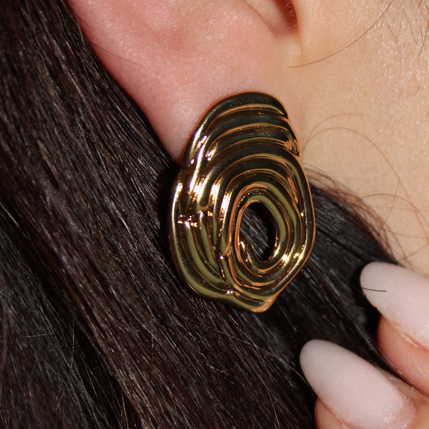 RAQUEL - Aretes Huella acero inoxidable