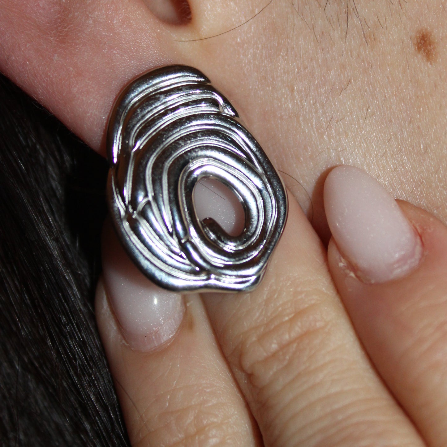 RAQUEL - Aretes Huella acero inoxidable