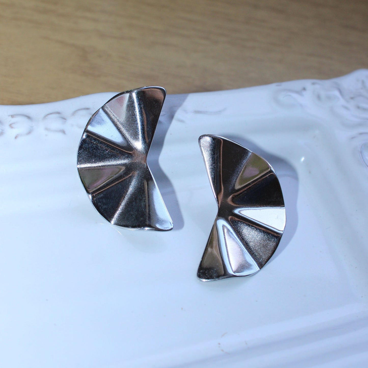 MAYLEN - Aretes Abanico acero inoxidable