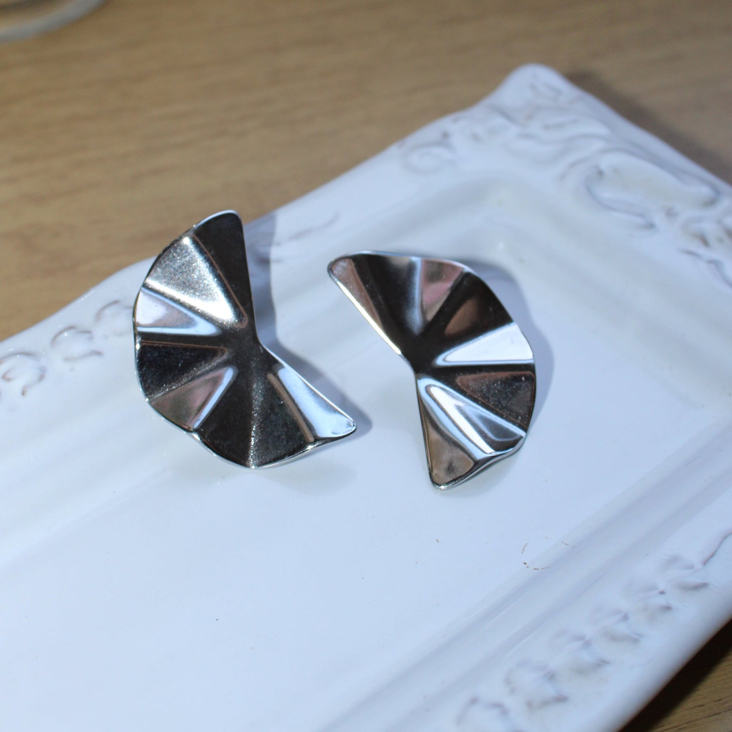 MAYLEN - Aretes Abanico acero inoxidable