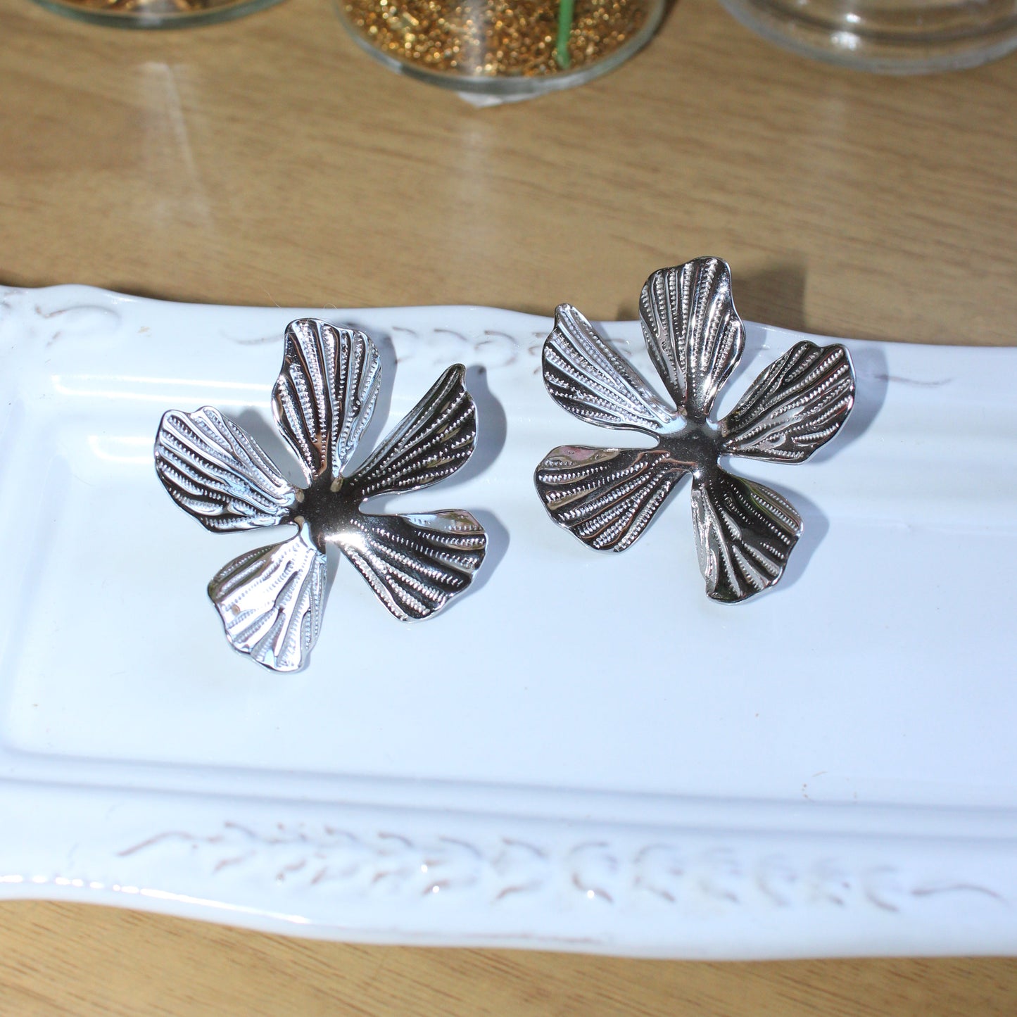 BELEN - Aretes Flores acero inoxidable