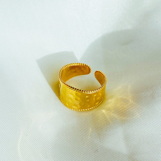 ZORAIDA - ANILLO BISEL GRABADO AJUSTABLE ACERO INOXIDABLE