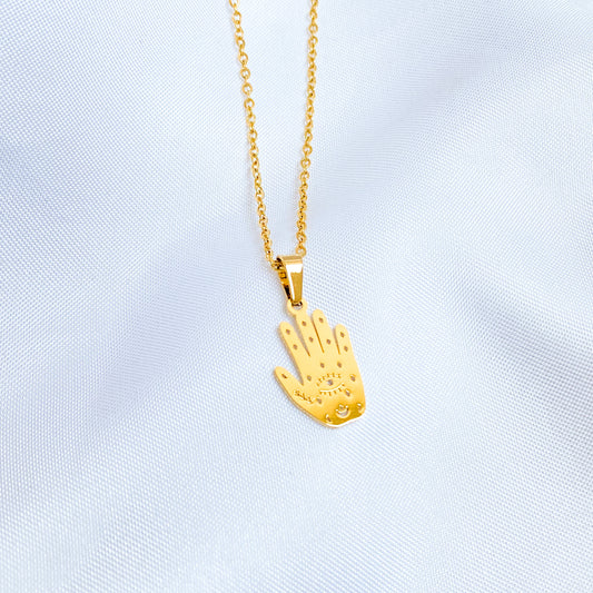 RAISHA - COLLAR MANO Y OJO ACERO INOXIDABLE