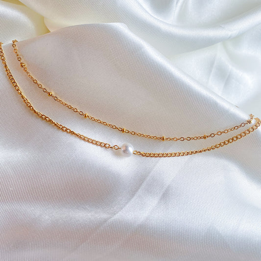 YADI - TOBILLERA DOBLE PERLA ACERO INOXIDABLE