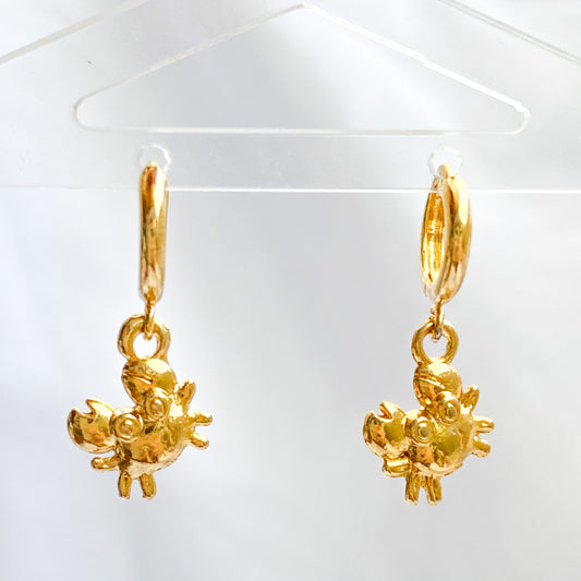 DANYA - 18k Gold Plated Hummingbird Hoops Earrings