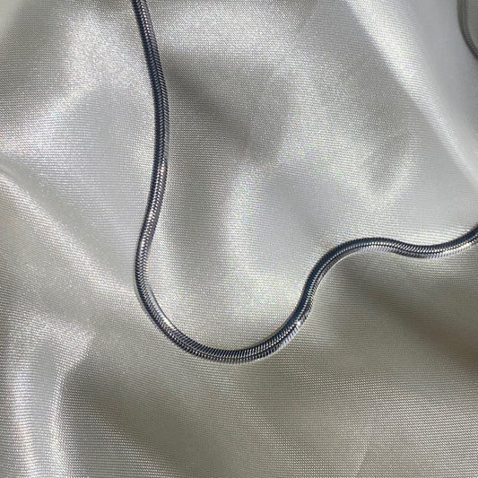 SIHAM - Collar Cadena Plana Plateada Acero Inoxidable