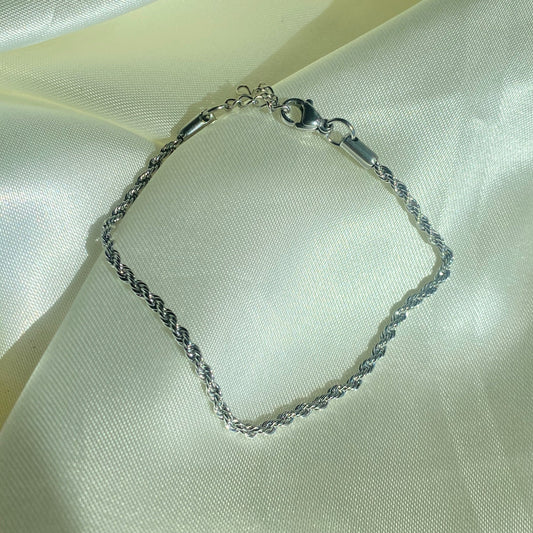TANIA - Pulsera Torsal Plateada Acero Inoxidable