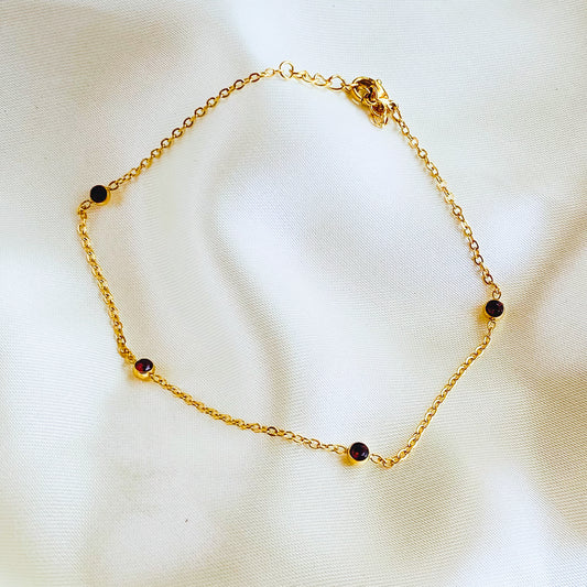 ELIDA - TOBILLERA ZIRCONIAS DE COLORES DORADA ACERO INOXIDABLE