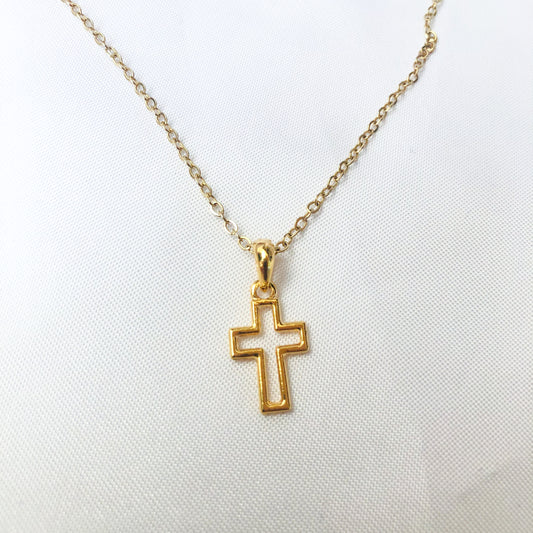 REGINA - 18k Gold Plated Cross Contour Necklace