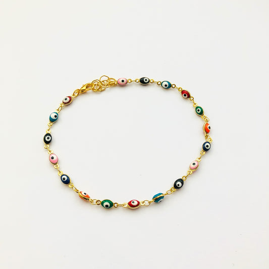 SINAI - Colored Eyes Gold Plated Anklet