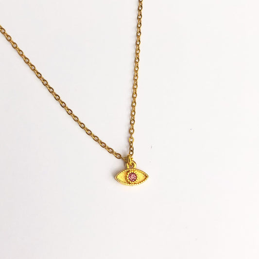 GISENY - Small Gold Plated Eye Necklace