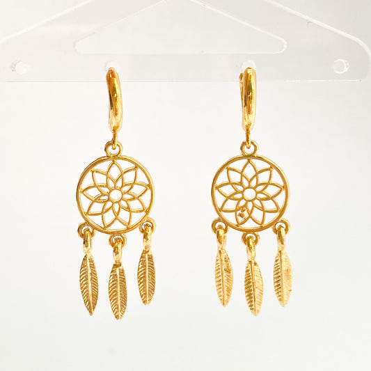 PATRICIA - ARETES ATRAPA SUEÑOS CHAPA DE ORO