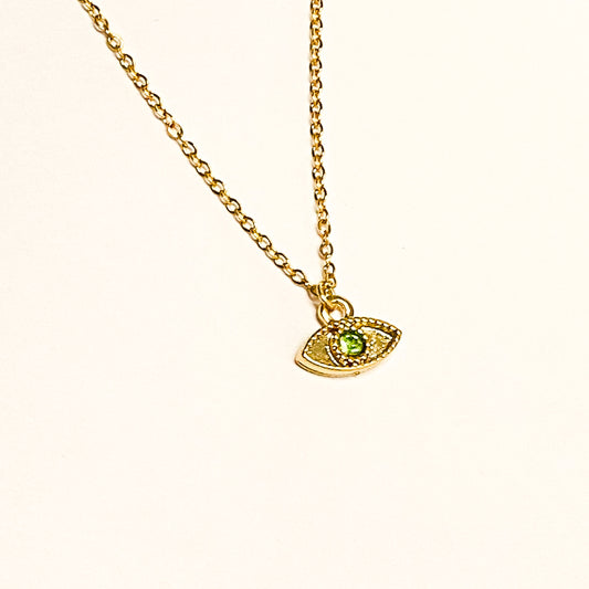 AILED - COLLAR OJO ZIRCONIA VERDE CHAPA DE ORO