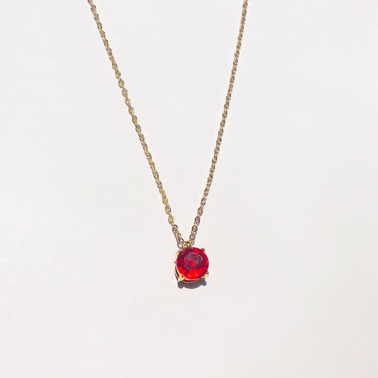 JADID - STAINLESS STEEL RED ZIRCONIA NECKLACE